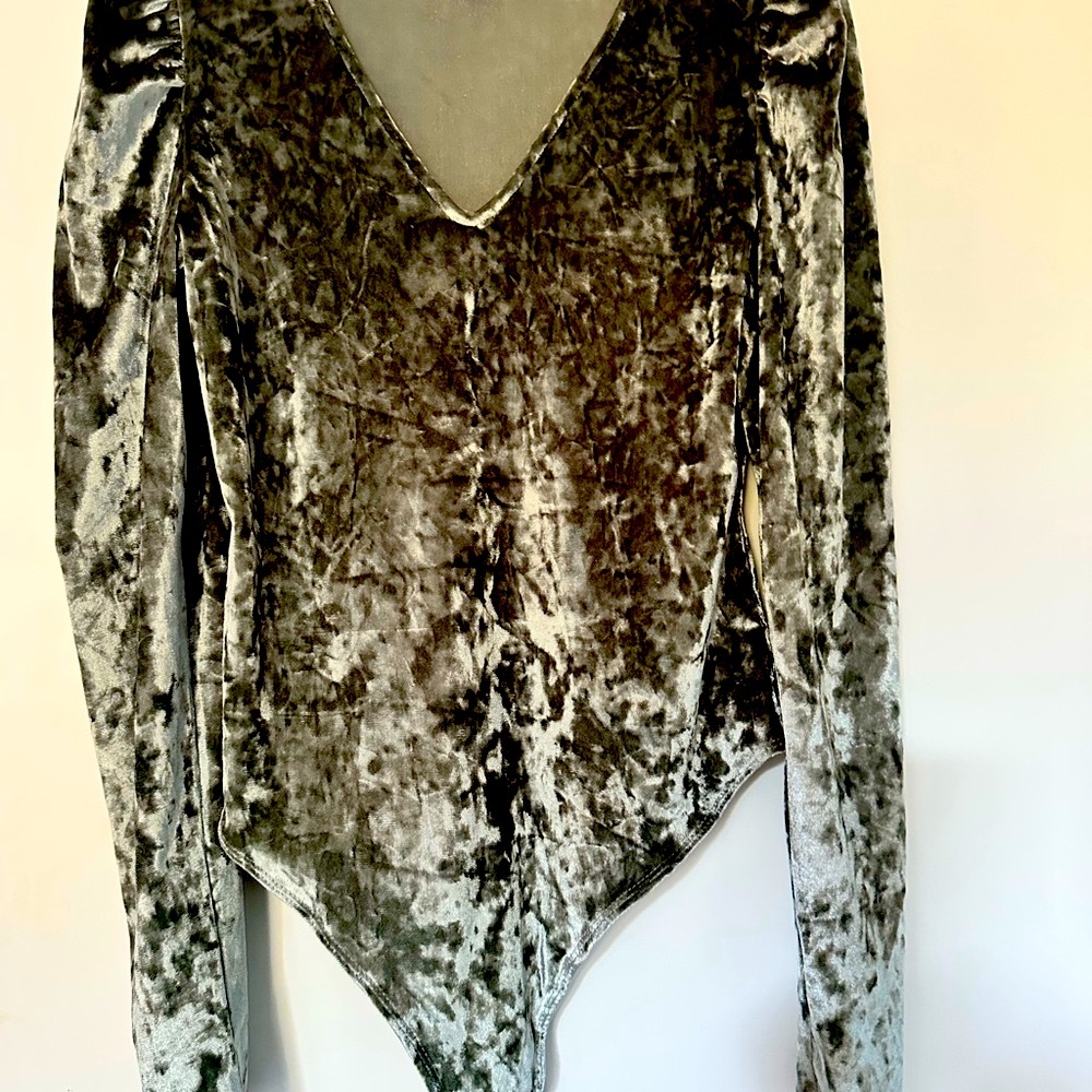 Elegant Sage Green Velvet Long Sleeve Body Suit from And Now